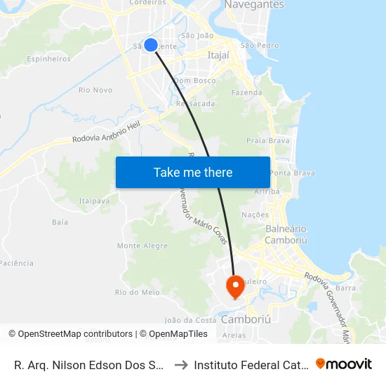 R. Arq. Nilson Edson Dos Santos, 1097 to Instituto Federal Catarinense map
