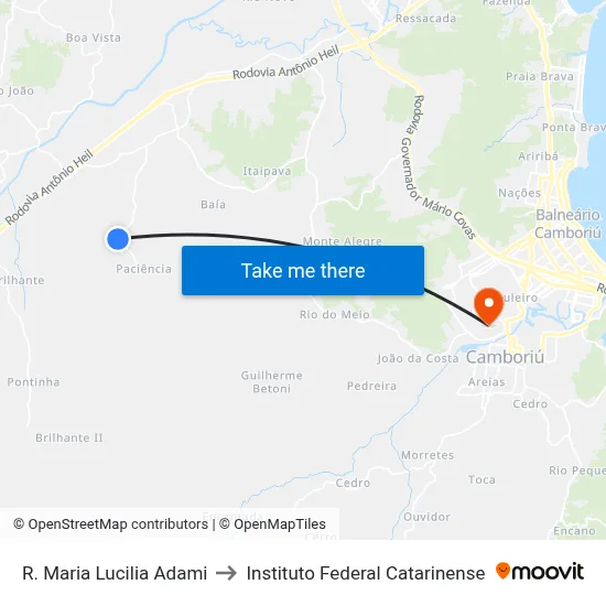 R. Maria Lucilia Adami to Instituto Federal Catarinense map
