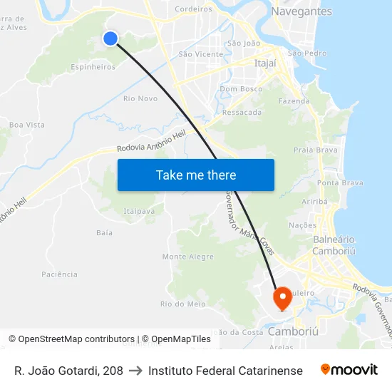 R. João Gotardi, 208 to Instituto Federal Catarinense map