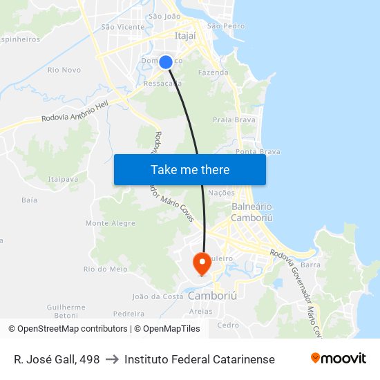 R. José Gall, 498 to Instituto Federal Catarinense map