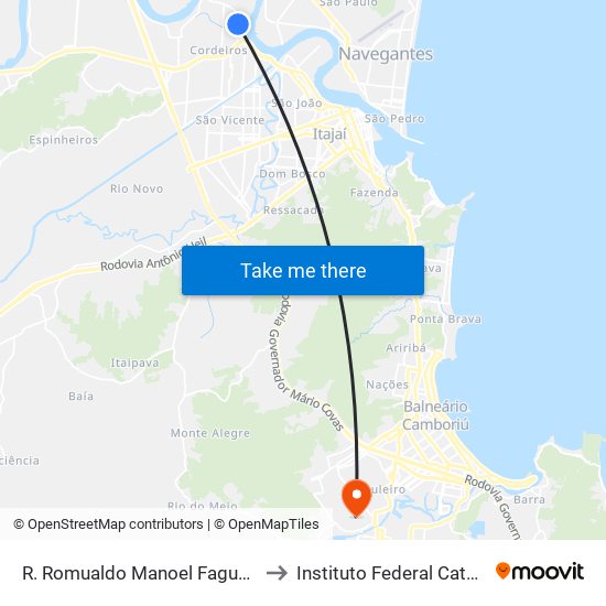 R. Romualdo Manoel Fagundes, 625 to Instituto Federal Catarinense map