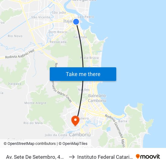 Av. Sete De Setembro, 437-499 to Instituto Federal Catarinense map