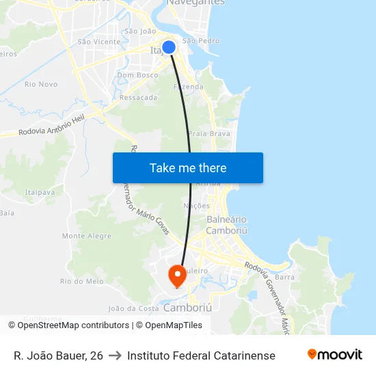 R. João Bauer, 26 to Instituto Federal Catarinense map