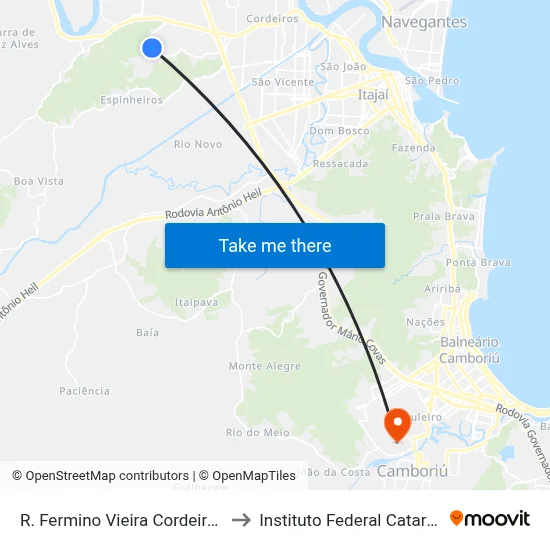 R. Fermino Vieira Cordeiro, 2600 to Instituto Federal Catarinense map