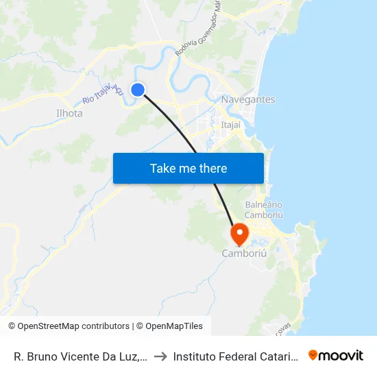 R. Bruno Vicente Da Luz, 1576 to Instituto Federal Catarinense map