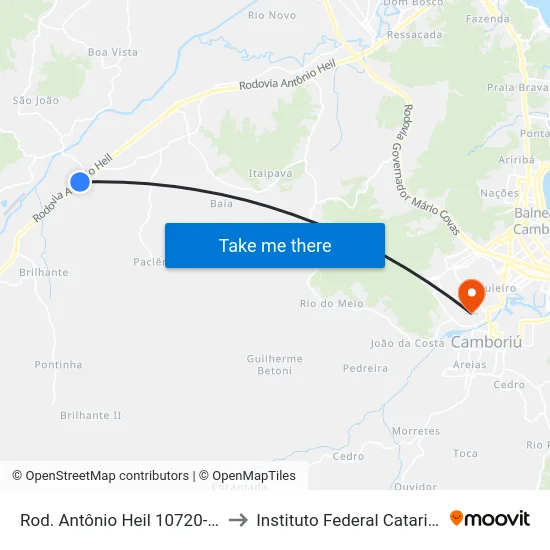 Rod. Antônio Heil 10720-10740 to Instituto Federal Catarinense map