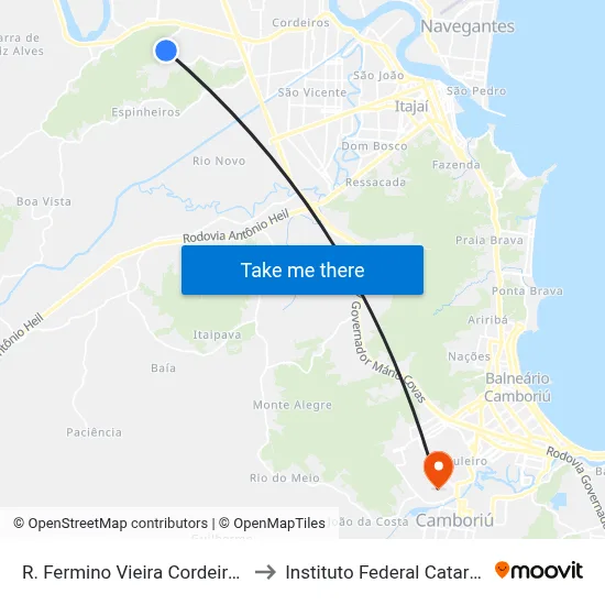 R. Fermino Vieira Cordeiro, 2778 to Instituto Federal Catarinense map