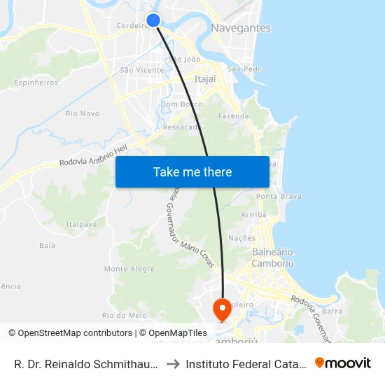R. Dr. Reinaldo Schmithausen, 904 to Instituto Federal Catarinense map