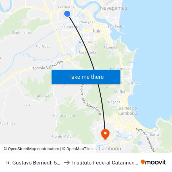 R. Gustavo Bernedt, 552 to Instituto Federal Catarinense map