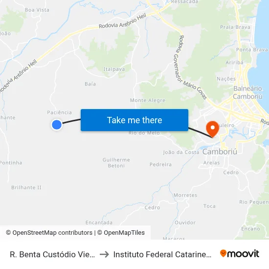 R. Benta Custódio Vieira to Instituto Federal Catarinense map