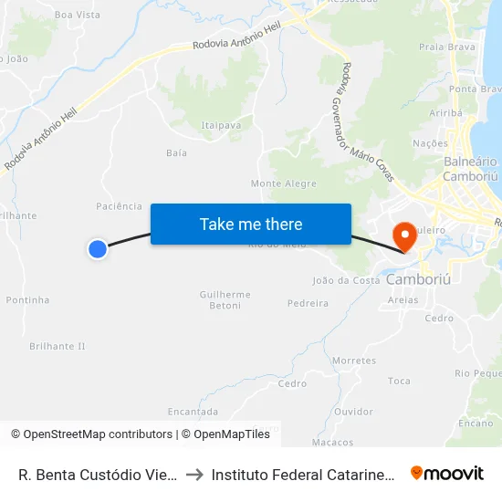 R. Benta Custódio Vieira to Instituto Federal Catarinense map