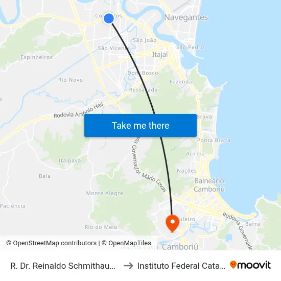 R. Dr. Reinaldo Schmithausen, 1892 to Instituto Federal Catarinense map
