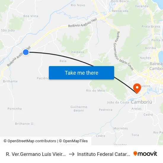R. Ver.Germano Luís Vieira, 5765 to Instituto Federal Catarinense map