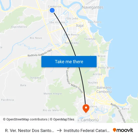 R. Ver. Nestor Dos Santos, 327 to Instituto Federal Catarinense map