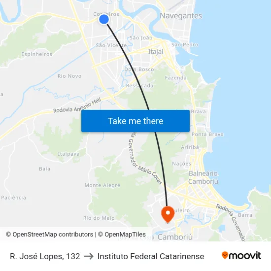 R. José Lopes, 132 to Instituto Federal Catarinense map