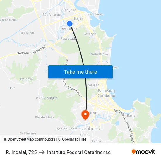 R. Indaial, 725 to Instituto Federal Catarinense map