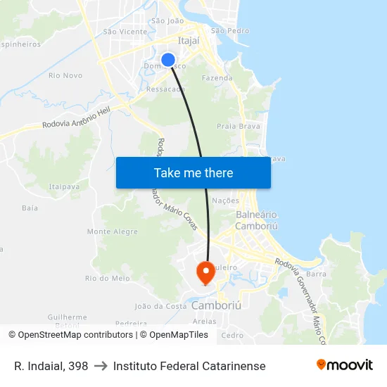 R. Indaial, 398 to Instituto Federal Catarinense map