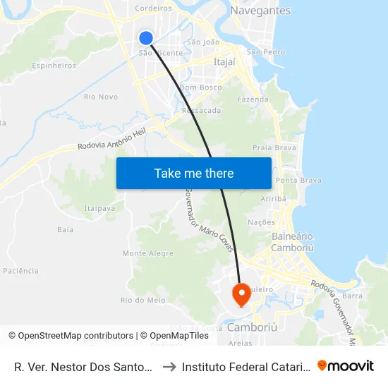 R. Ver. Nestor Dos Santos, 1216 to Instituto Federal Catarinense map