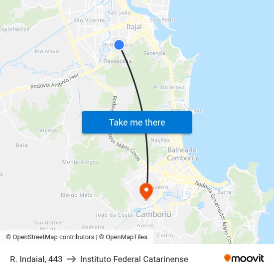 R. Indaial, 443 to Instituto Federal Catarinense map