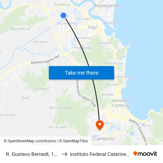 R. Gustavo Bernedt, 1015 to Instituto Federal Catarinense map