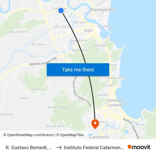 R. Gustavo Bernedt, 70 to Instituto Federal Catarinense map