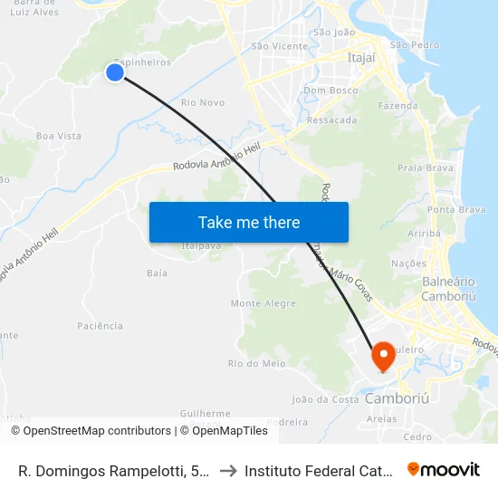 R. Domingos Rampelotti, 5197-5245 to Instituto Federal Catarinense map