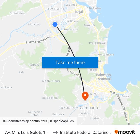 Av. Min. Luís Galoti, 1051 to Instituto Federal Catarinense map