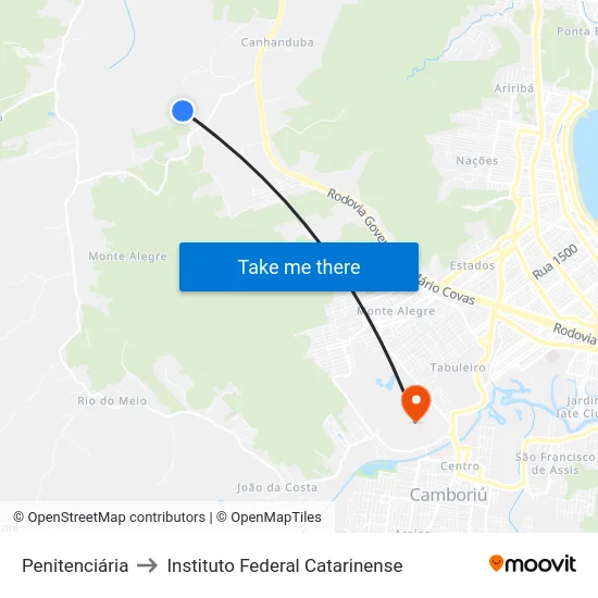 Penitenciária to Instituto Federal Catarinense map