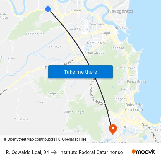 R. Oswaldo Leal, 94 to Instituto Federal Catarinense map