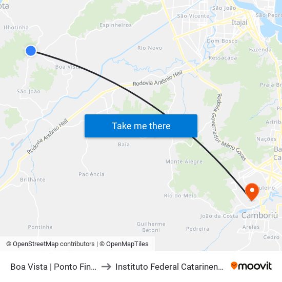 Boa Vista | Ponto Final to Instituto Federal Catarinense map