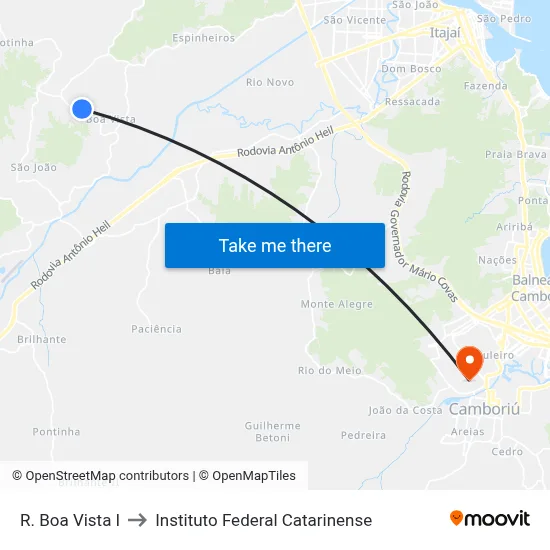 R. Boa Vista I to Instituto Federal Catarinense map