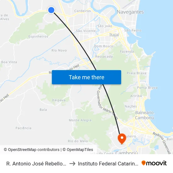 R. Antonio José Rebello, 109 to Instituto Federal Catarinense map