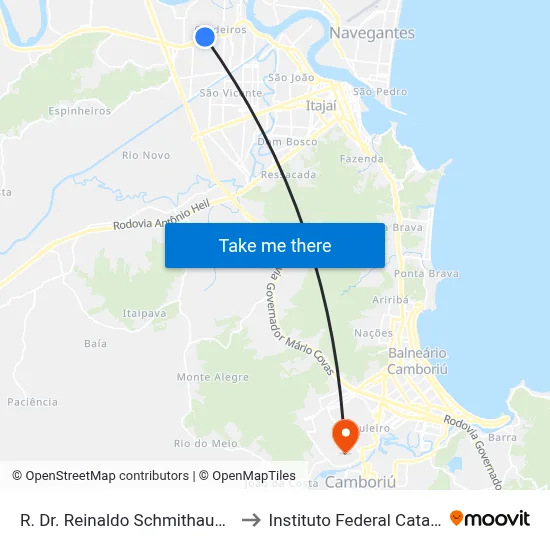 R. Dr. Reinaldo Schmithausen, 2401 to Instituto Federal Catarinense map