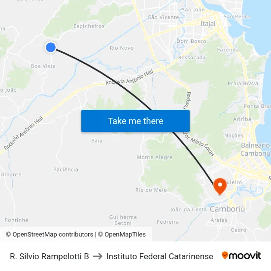R. Silvio Rampelotti B to Instituto Federal Catarinense map