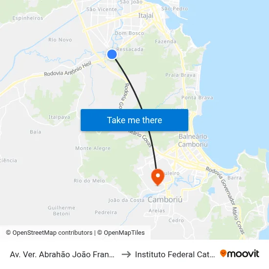 Av. Ver. Abrahão João Francisco, 4529 to Instituto Federal Catarinense map