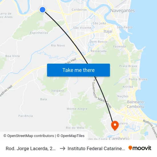 Rod. Jorge Lacerda, 2500 to Instituto Federal Catarinense map
