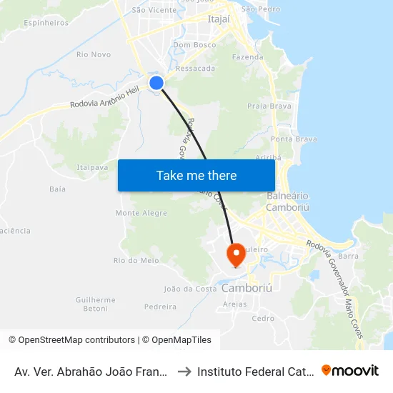 Av. Ver.  Abrahão João Francisco, 3754 to Instituto Federal Catarinense map