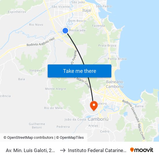 Av. Min. Luís Galoti, 2099 to Instituto Federal Catarinense map