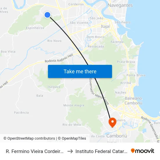 R. Fermino Vieira Cordeiro, 1800 to Instituto Federal Catarinense map
