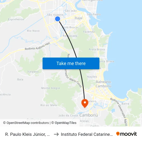 R. Paulo Kleis Júnior, 472 to Instituto Federal Catarinense map