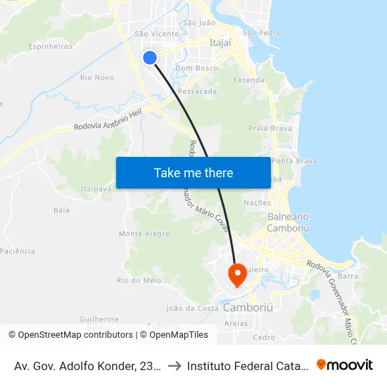 Av. Gov. Adolfo Konder, 2361-2787 to Instituto Federal Catarinense map