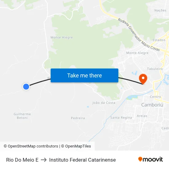 Rio Do Meio E to Instituto Federal Catarinense map