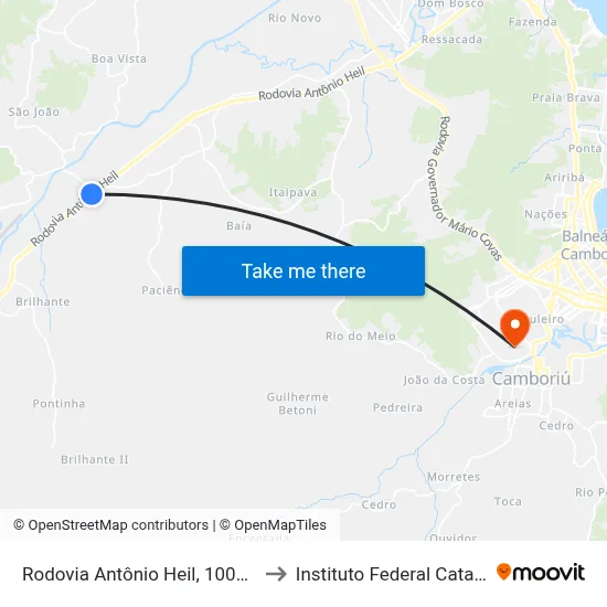 Rodovia Antônio Heil, 10092-10328 to Instituto Federal Catarinense map