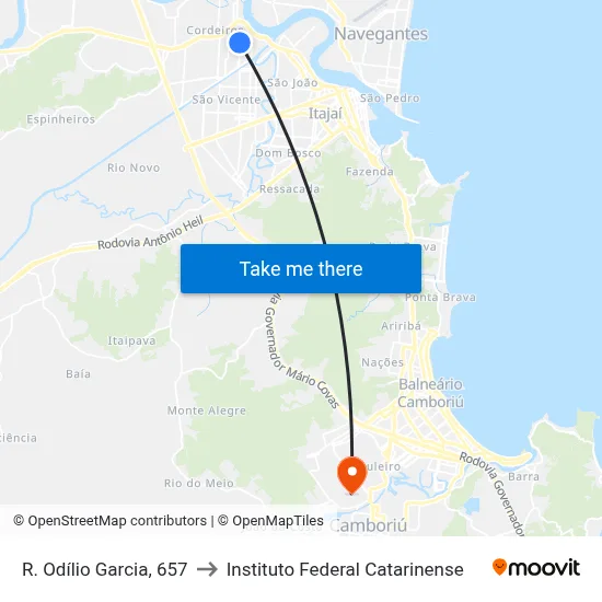 R. Odílio Garcia, 657 to Instituto Federal Catarinense map
