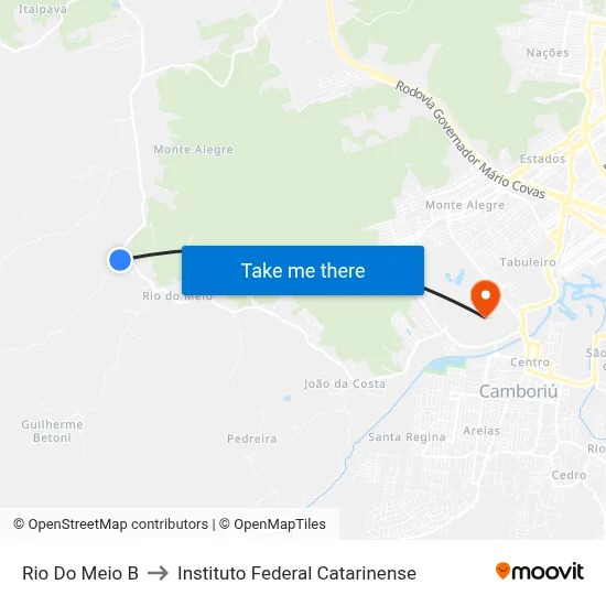 Rio Do Meio B to Instituto Federal Catarinense map