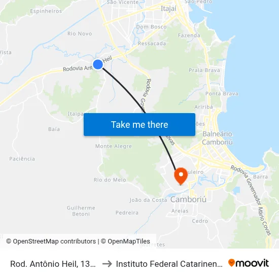 Rod. Antônio Heil, 1366 to Instituto Federal Catarinense map