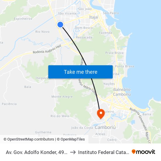 Av. Gov. Adolfo Konder, 4904-5136 to Instituto Federal Catarinense map