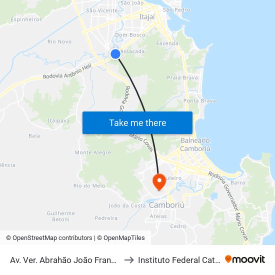 Av. Ver. Abrahão João Francisco, 4233 to Instituto Federal Catarinense map