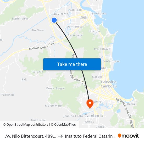 Av. Nilo Bittencourt, 489-495 to Instituto Federal Catarinense map
