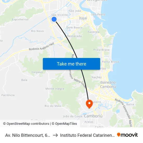 Av. Nilo Bittencourt, 695 to Instituto Federal Catarinense map